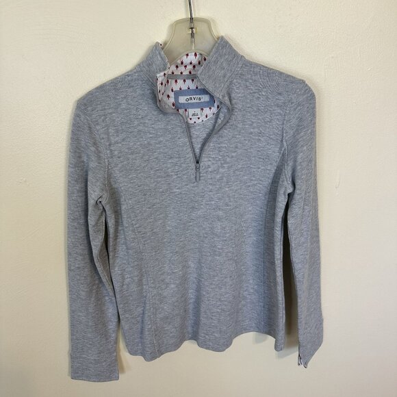 Orvis Womens Gray Quarter Zip Pullover Sweater Small Ribbed Outdoor - Picture 7 of 7